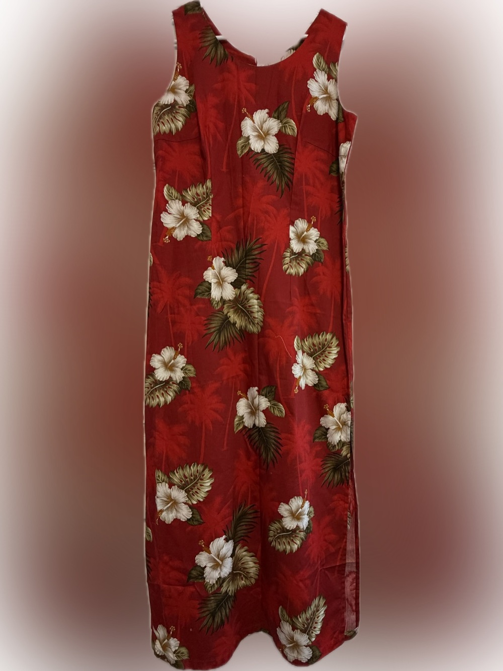 Pacific Legend Red Hibiscus Hawaiian Maxi Dress